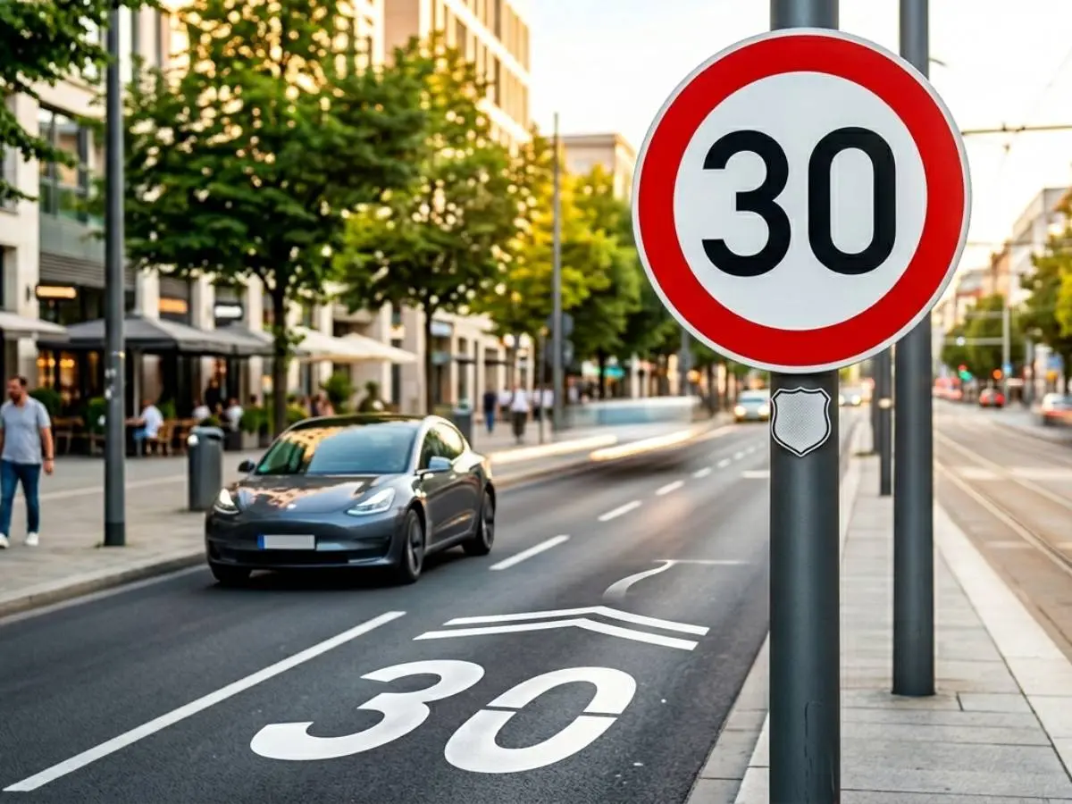 Señal de límite de 30 en una ciudad