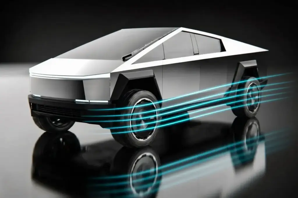 El Tesla Cybertruck puede rodar sobre llantas de 24 pulgadas gracias a Unplugged Performance 2 Motor16 2026 Tesla Cybertruck. Llantas Cybrdisc UP. Imagen aerodinámica.