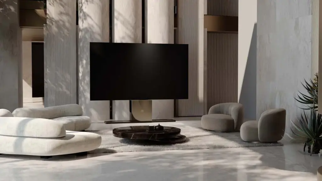 Así es el televisor de Bugatti que tiene 137 pulgadas, se esconde como un mueble y se inspira en el hypercar Tourbillon 4 Motor16 C SEED BUGATTI N1 Television2 Motor16