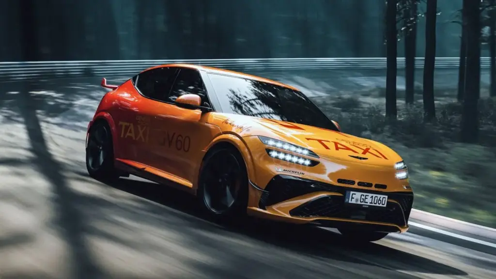 Un Genesis GV60 Magma disfrazado de taxi eléctrico con 650 CV para que disfrutes en Nürburgring 3 Motor16 Genesis GV60 Magma Track Taxi 01 1 Motor16