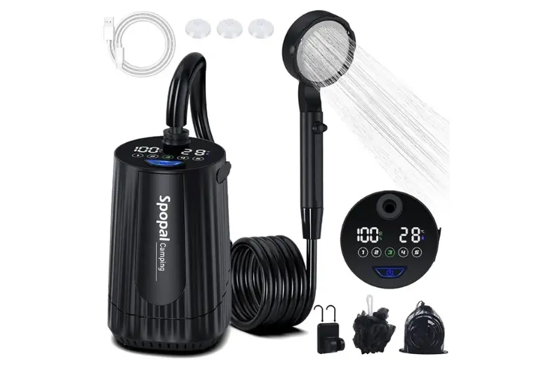Mejor ducha portátil camping: Modelos recargables para camper, playa y rutas 4 Motor16 Spopal Ducha Camping portatil 10000mAh Motor16