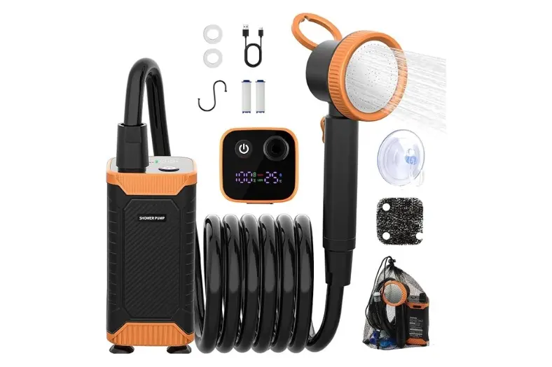 Mejor ducha portátil camping: Modelos recargables para camper, playa y rutas 6 Motor16 Uplayteck Ducha Bateria 8000mAh Motor16