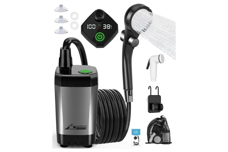 Mejor ducha portátil camping: Modelos recargables para camper, playa y rutas 5 Motor16 WADEO Ducha de Camping con Bateria Sumergible Motor16