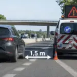 Nueva norma de adelantamientos de la DGT: multas desde octubre por no guardar 1,5 metros al adelantar vehículos inmovilizados