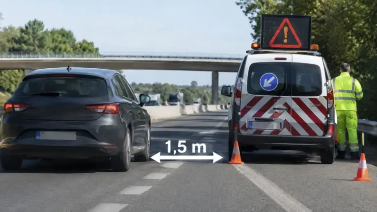 Nueva norma de adelantamientos de la DGT: multas desde octubre por no guardar 1,5 metros al adelantar vehículos inmovilizados