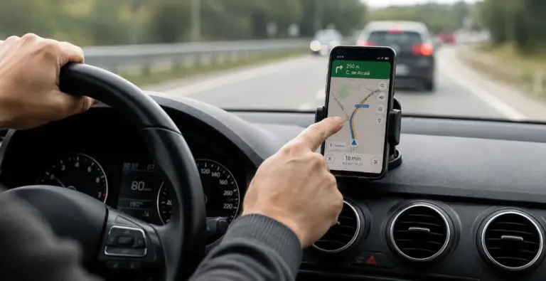 La multa de 200 euros y 6 puntos de la DGT por tocar el GPS del móvil en el soporte para cambiar la ruta