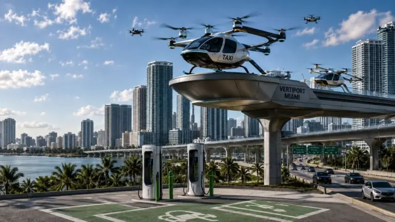 Florida retira 184 millones a los cargadores de coches eléctricos para financiar autopistas aéreas de taxis voladores