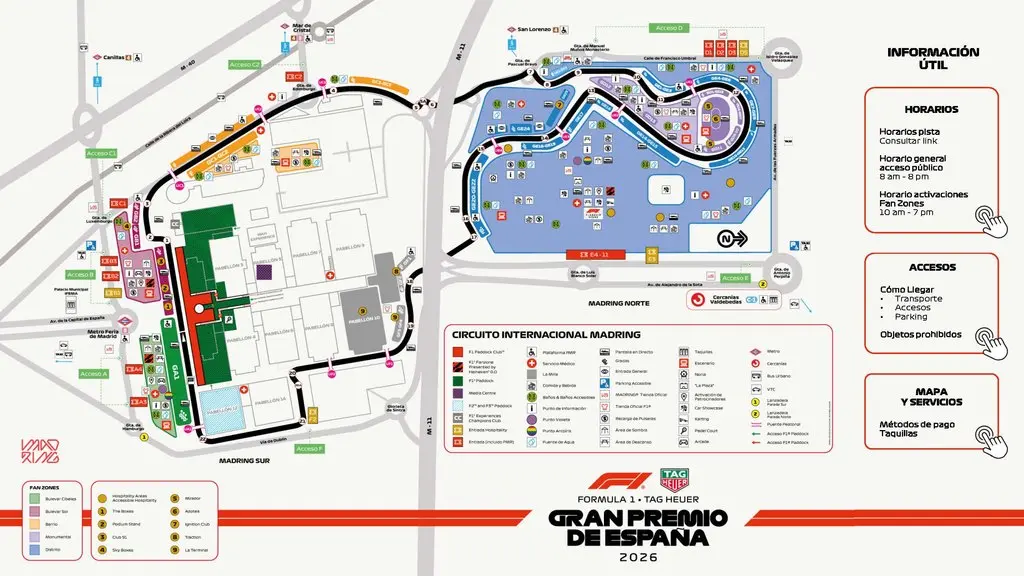 Ford, coche oficial de MADRING, tiene la Fan Zone y la guía definitiva para vivir el GP de F1 y no perderse nada 1 Motor16 INFORMACION UTIL Y PLANOS MADRING Pagina 1 Motor16